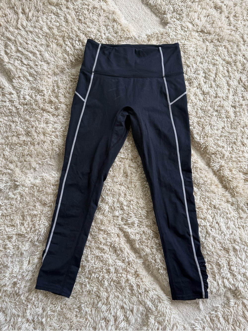 Free People Black Leggings with Contrast Gray Piping